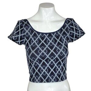 Anthropologie LyreBird Seamless Baby Tee, Cropped, Blue, Size S/M, Scoop Back